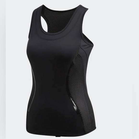 Adidas x Stella McCartney racer-back tank with mesh inserts on sides black L - Picture 3 of 15